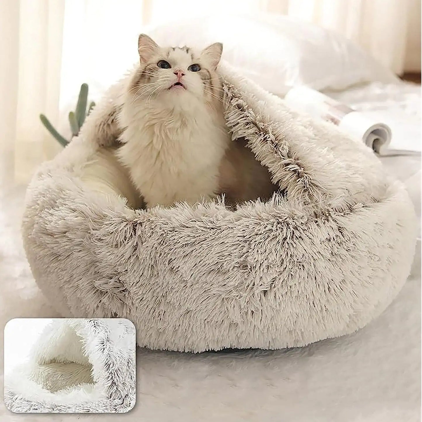 Cama gato - Winter Long Plush Cat Bed